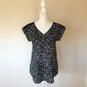 Express Floral Print Zip Front Blouse